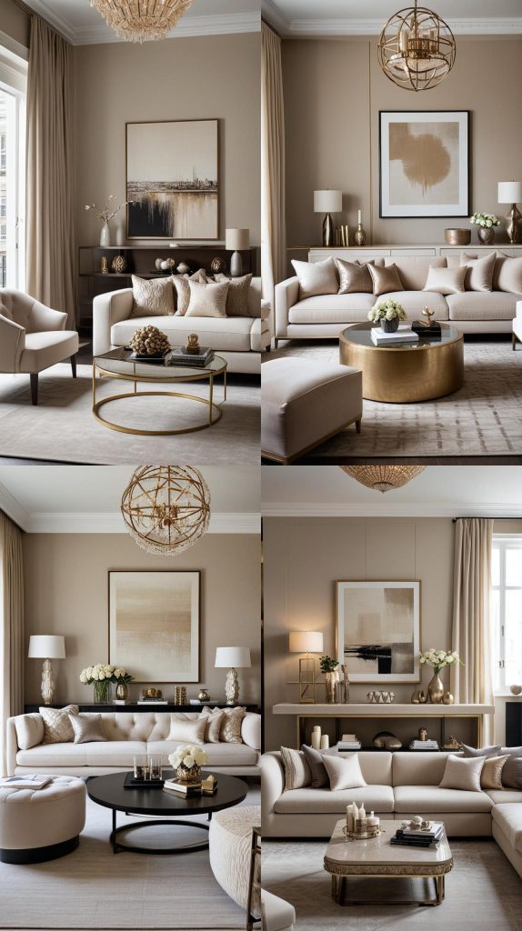 Design 12: Urban Sophistication in Beige-Beige Living Room Design