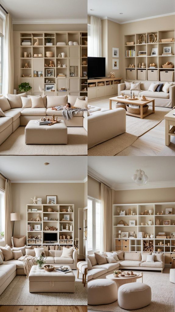 Design 14: Family-Friendly Beige Space-Beige Living Room Design