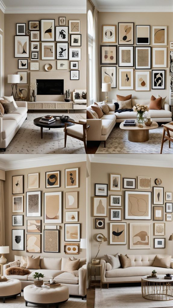 Design 15: Artistic Flair in Beige-Beige Living Room Design