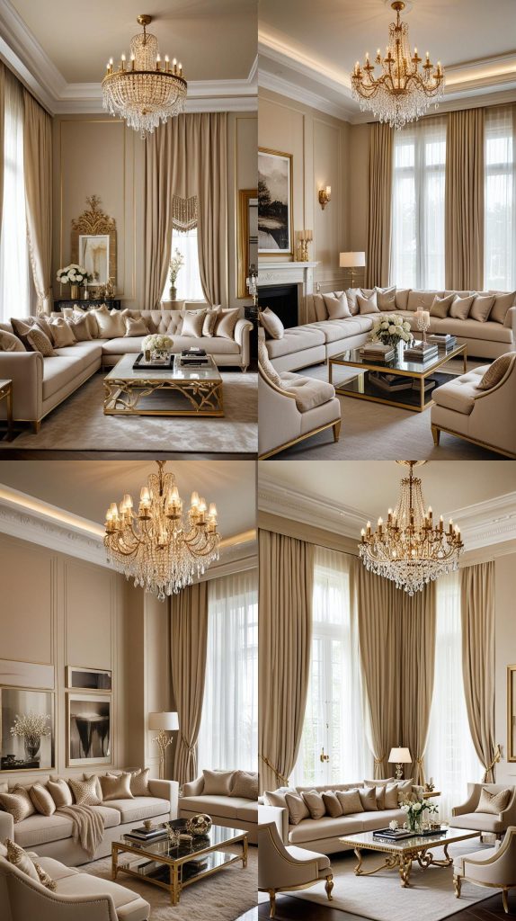 Design 19: Glamorous Beige Living Room-Beige Living Room Design