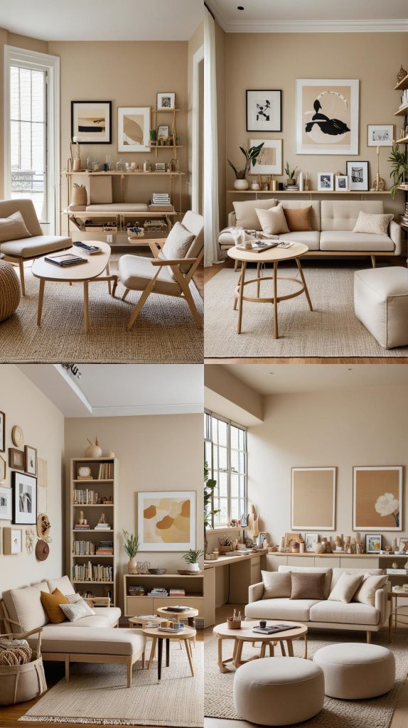 Design 20: Creative Studio with Beige-Beige Living Room Design