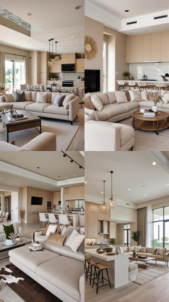 Design 24: Open-Concept Beige Haven-Beige Living Room Design