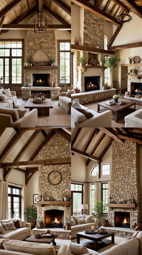 Design 3: Rustic Charm in Beige-Beige Living Room Design