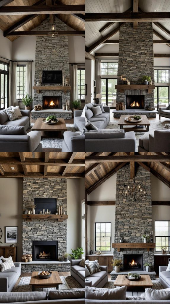 Design 6: Rustic Charm with Grey-grey Living Room