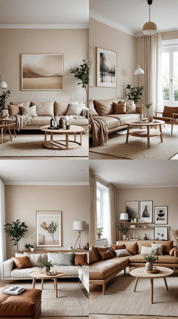 Design 6: Scandinavian Simplicity in Beige-Beige Living Room Design