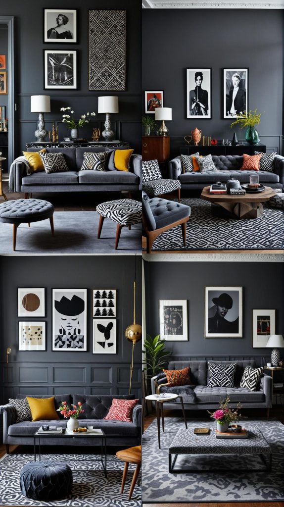 Design 7: Eclectic Mix in Grey-grey Living Room