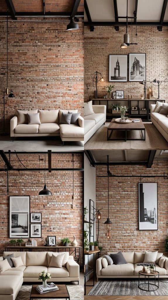 Design 8: Industrial Edge with Beige-Beige Living Room Design