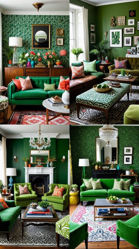 Eclectic Green Haven-Green Living Room Designs