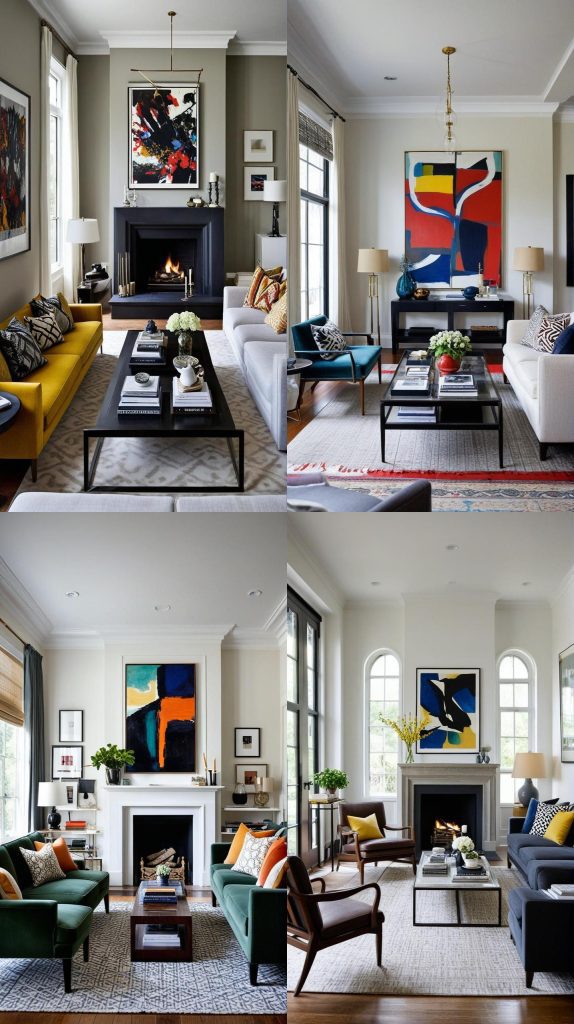 Use Bold Artwork to Create a Focal Point-Long Narrow Living Room