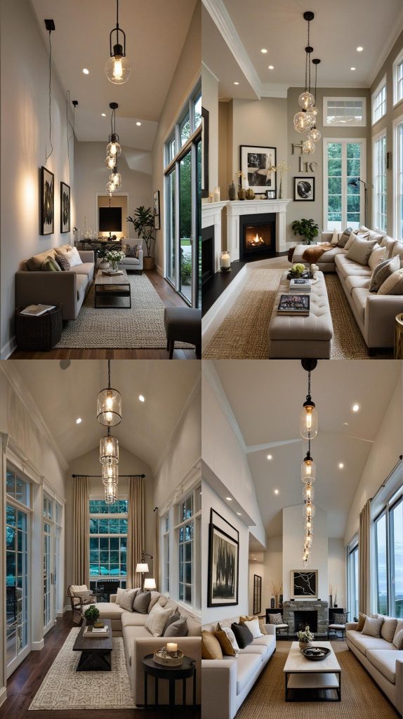 Use Pendant Lights to Create a Cozy Ambiance-Long Narrow Living Room