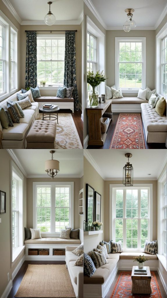 Add a Window Seat for Extra Seating-Long Narrow Living Room