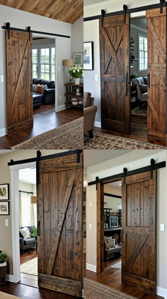 Install a Sliding Barn Door for a Rustic Touch-Long Narrow Living Room