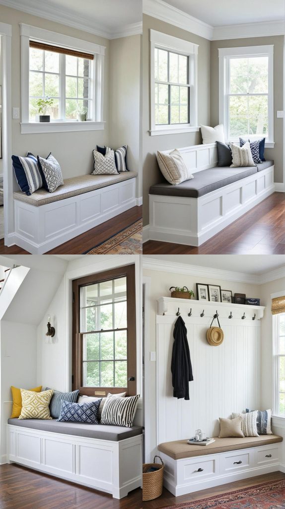 Create a Built-In Bench with Storage-Long Narrow Living Room