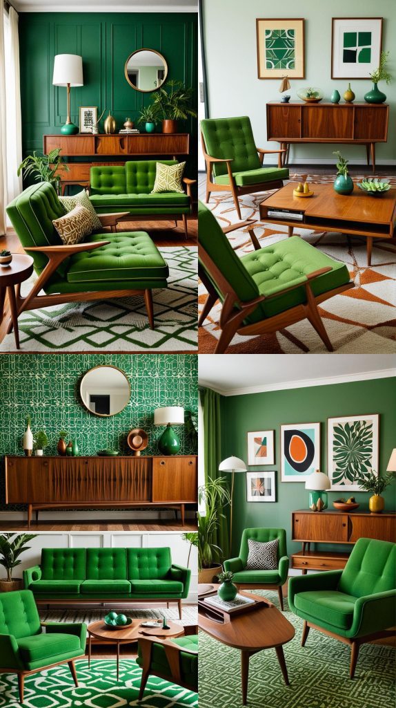 Mid-Century Green Delight-Green Living Room Designs