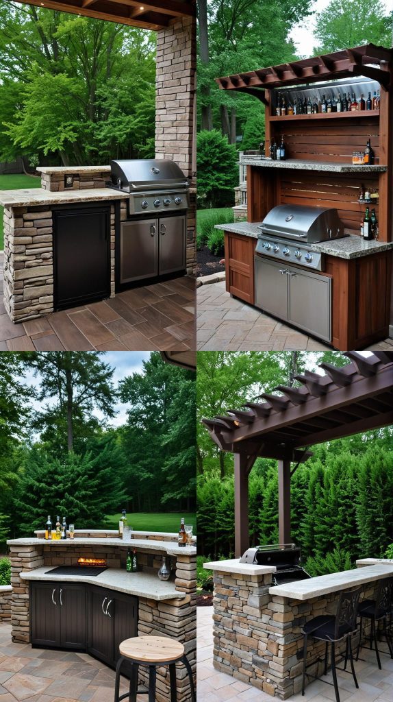 10. Custom Built-in Barbecue Bar-Outdoor Bar