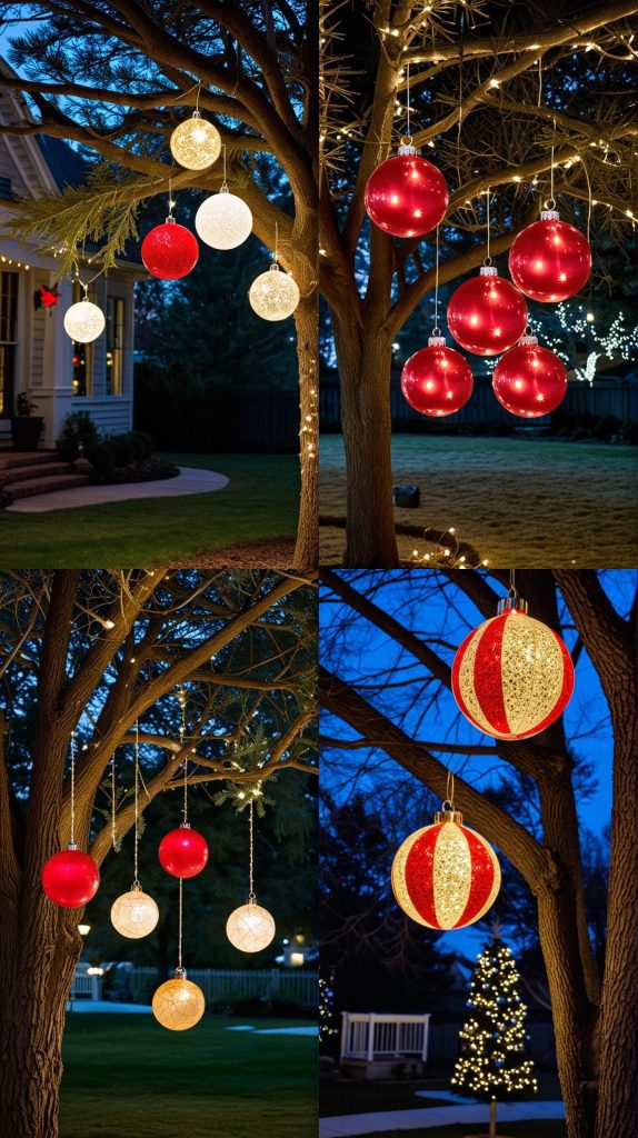 Hang Oversized Ornaments in Trees-Outdoor Christmas Light