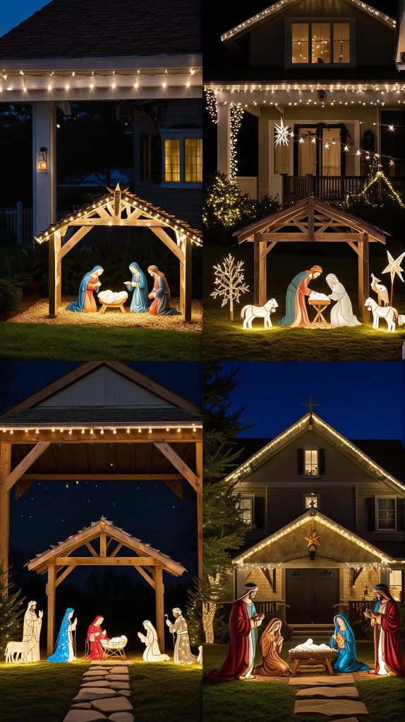 Set Up a Nativity Scene with Spotlights-Outdoor Christmas Light