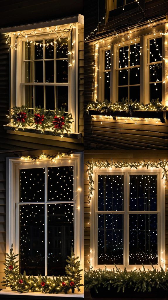 Add Twinkling Lights to Window Frames-Outdoor Christmas Light