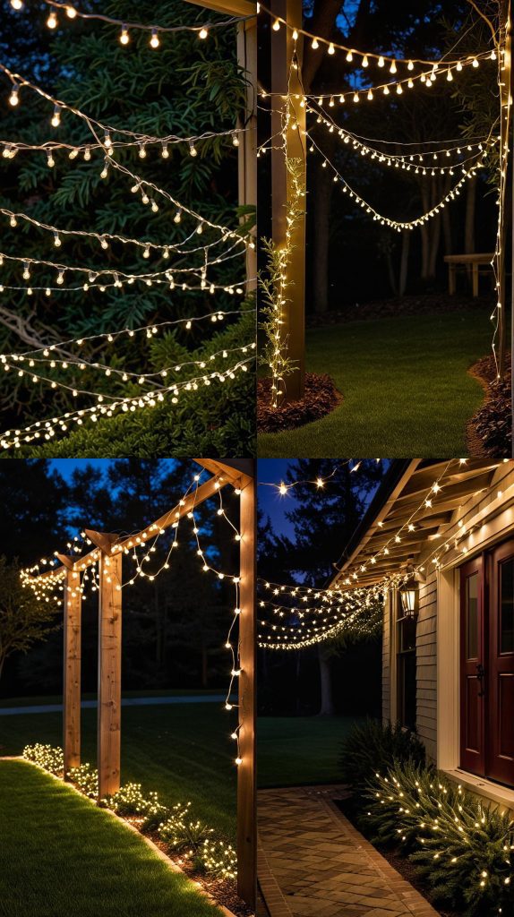 Hang String Lights in a Crisscross Pattern-Outdoor Christmas Light