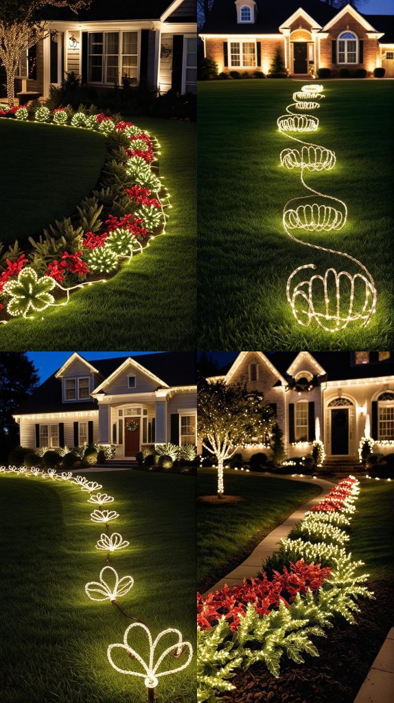 Use Rope Lights to Outline Flower Beds-Outdoor Christmas Light