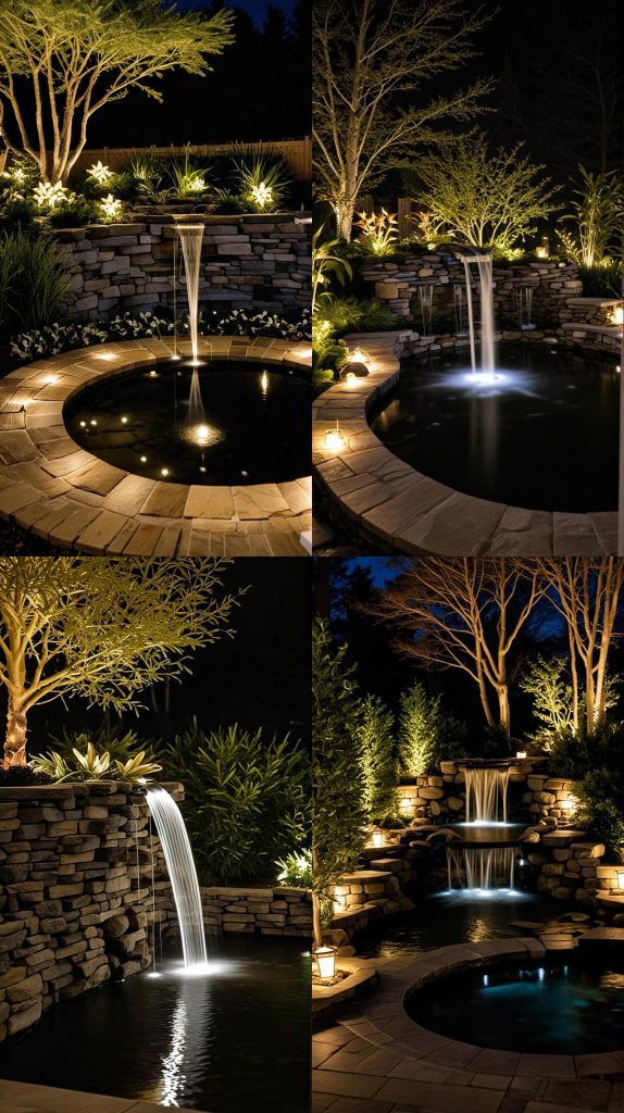 Highlight a Water Feature with Subtle Lighting-Outdoor Christmas Light