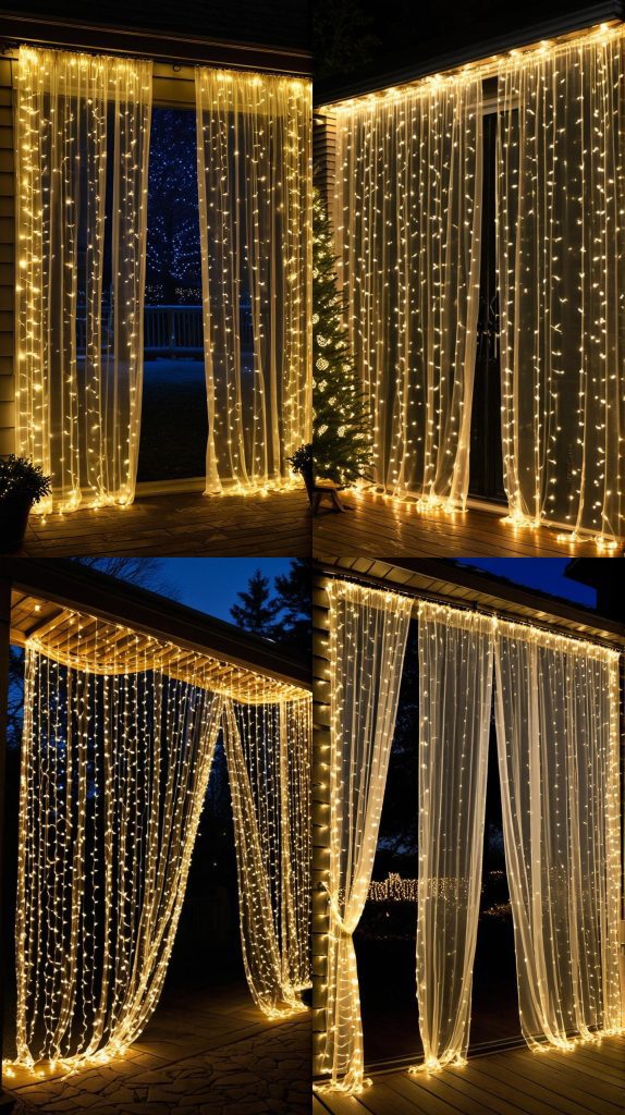 Use Curtain Lights for a Dramatic Backdrop-Outdoor Christmas Light