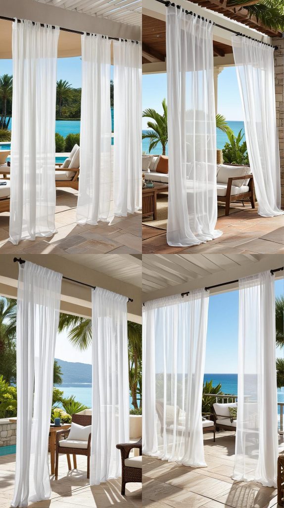 1. Sheer White Resort-Style Curtains-Outdoor Patio Curtain