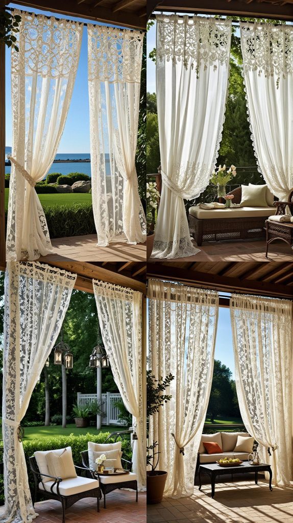 10. Vintage Lace Patio Curtains-Outdoor Patio Curtain