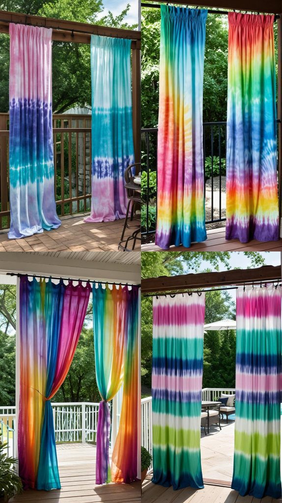 12. DIY Tie-Dye Curtains-Outdoor Patio Curtain