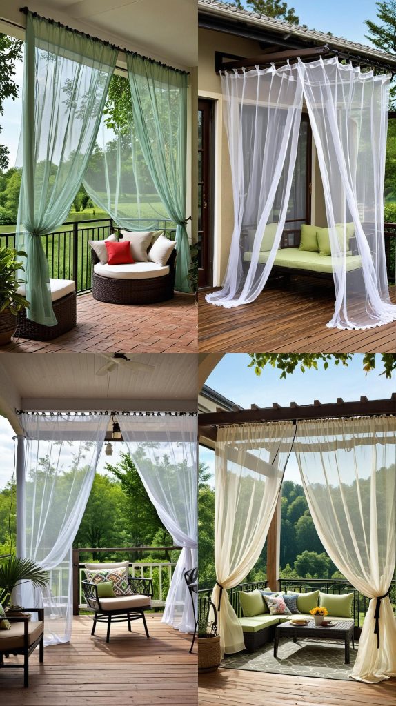 14. Patterned Mosquito Net Curtains-Outdoor Patio Curtain