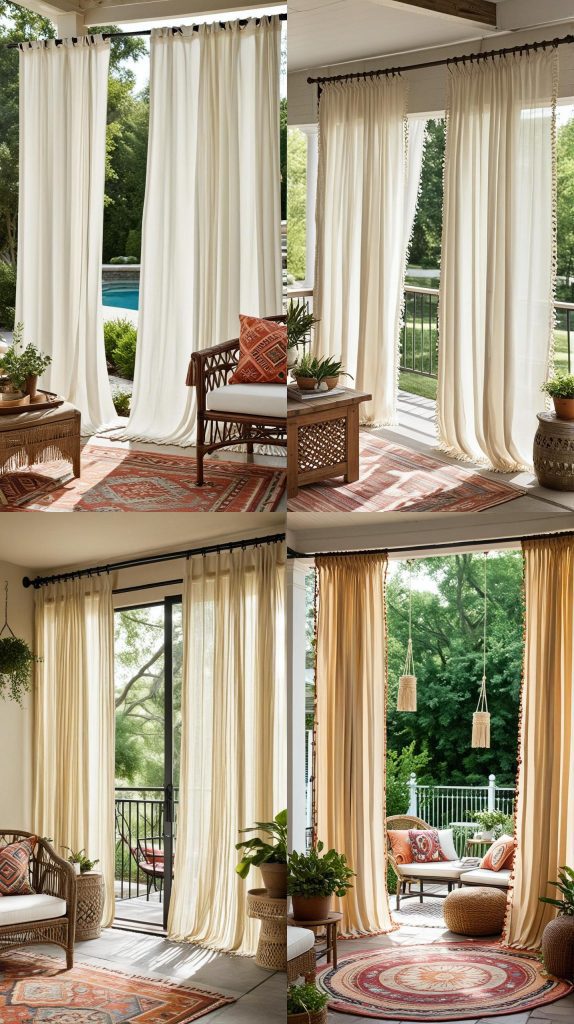 19. Fringe Trim Patio Curtains-Outdoor Patio Curtain