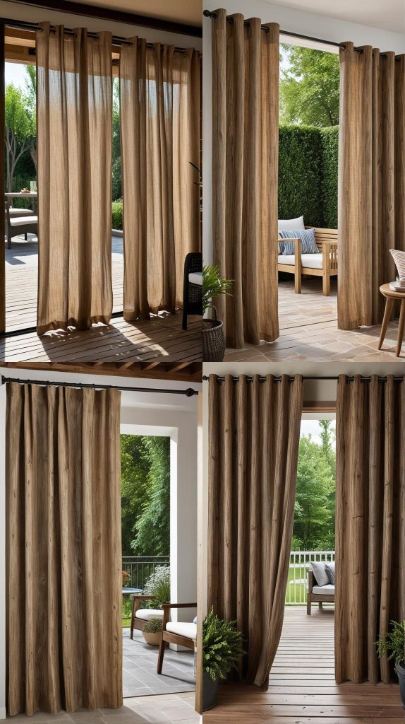 23. Rustic Wood Print Curtains-Outdoor Patio Curtain