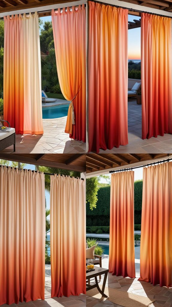 24. Sunset Gradient Curtains-Outdoor Patio Curtain