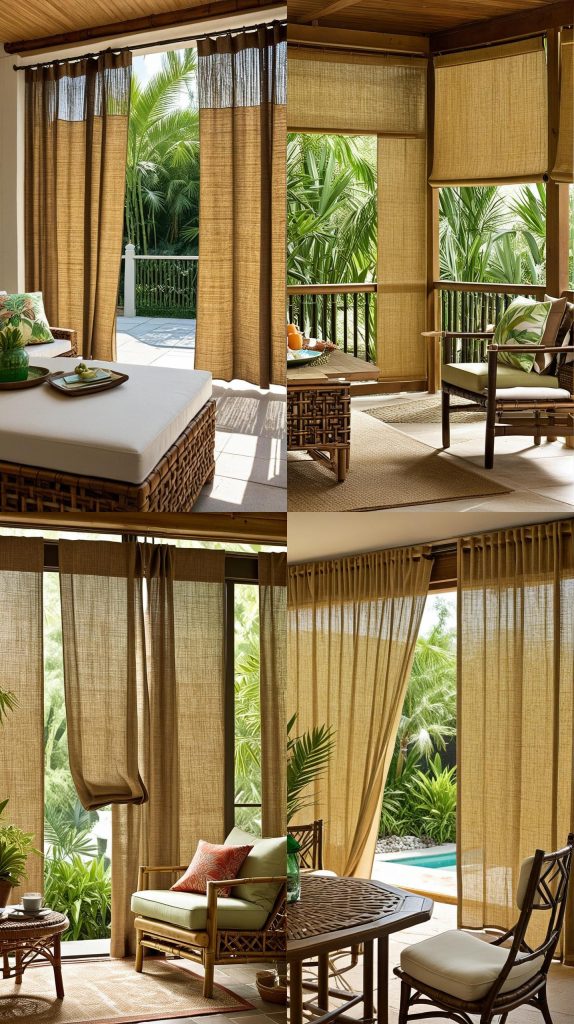 25. Fabric-Covered Bamboo Shades-Outdoor Patio Curtain