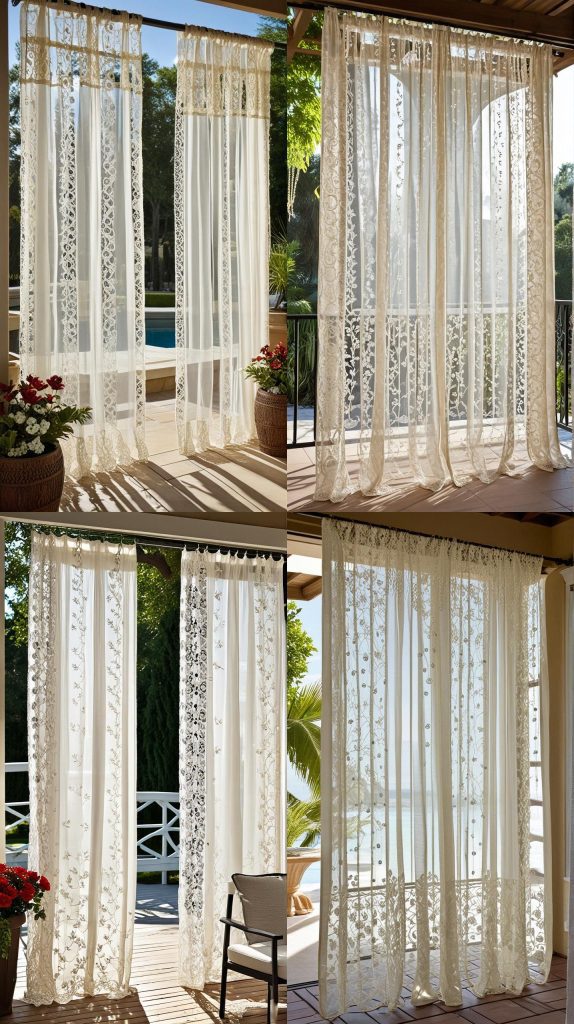 26. Lace Panels with Beads-Outdoor Patio Curtain