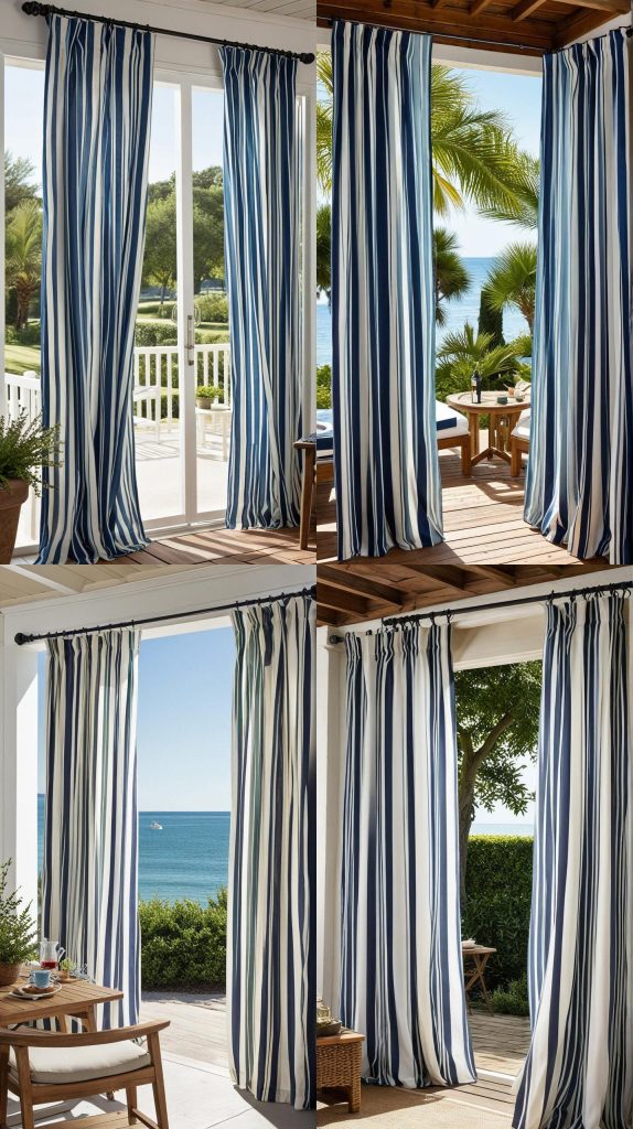 30. Striped Sailor-Inspired Curtains-Outdoor Patio Curtain