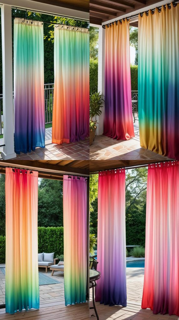 7. Colorful Ombre Curtains-Outdoor Patio Curtain