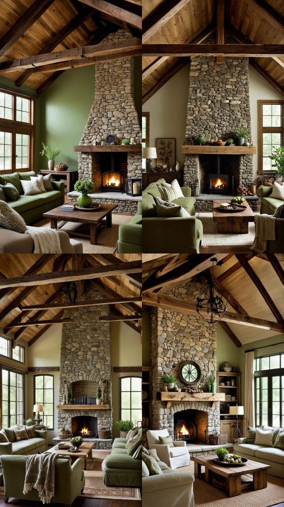 Rustic Green Retreat-Green Living Room Designs