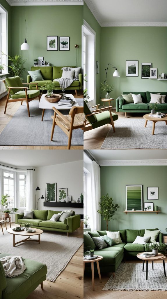 Scandinavian Green Serenity-Green Living Room Designs