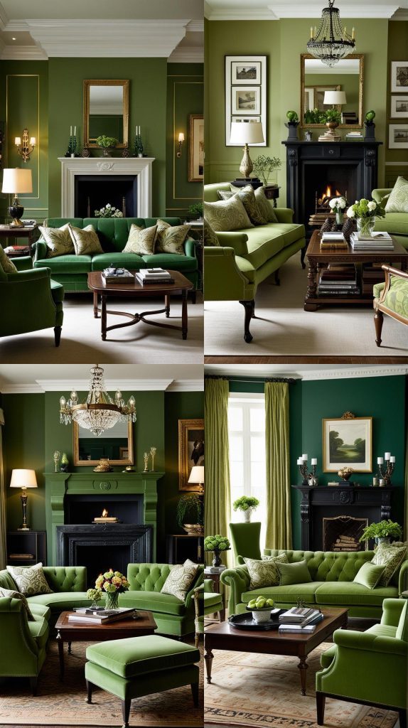 Traditional Green Comfort-Green Living Room Designs