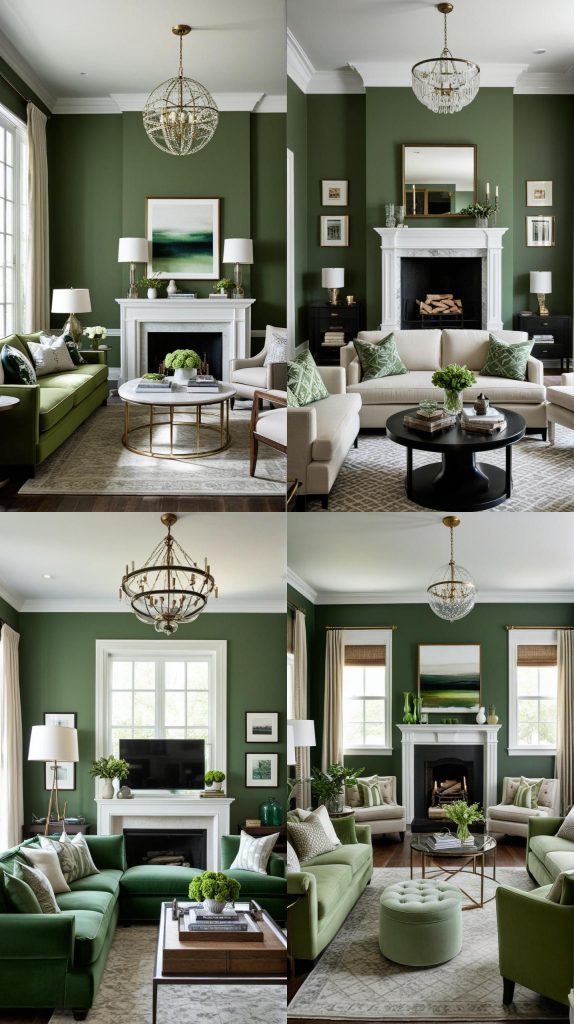 Transitional Green Harmony-Green Living Room Designs