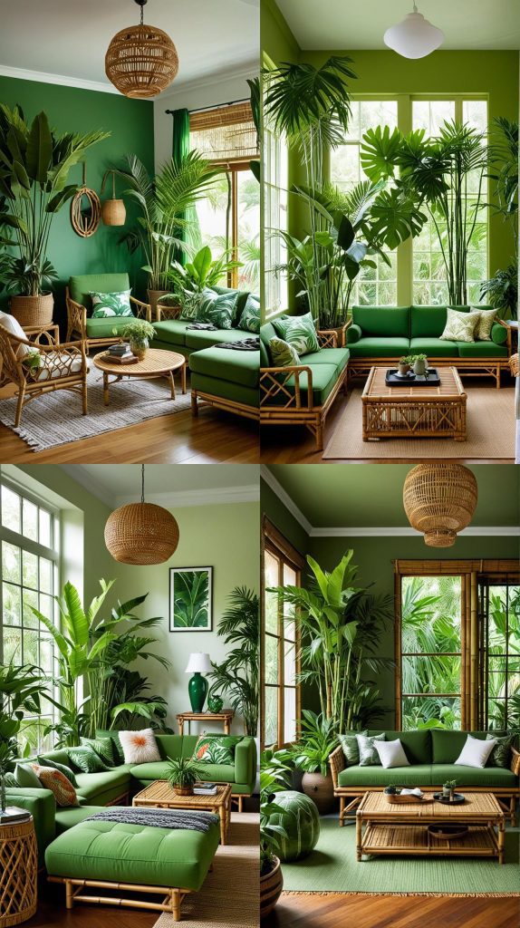 Tropical Green Oasis-Green Living Room Designs