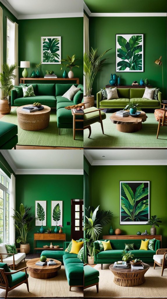 Tropical Modern Green-Green Living Room Designs