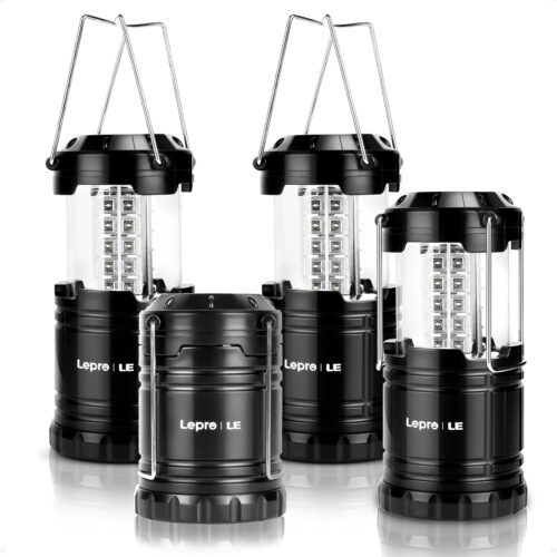 Lepro LED Camping Lanterns Battery Powered, Collapsible, IPX4 Water Resistant, Outdoor Portable Lights for Emergency, Hurricane, Storms and Outages